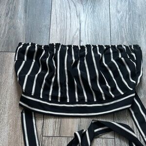 Black and White Striped Tie-Back Tube Top